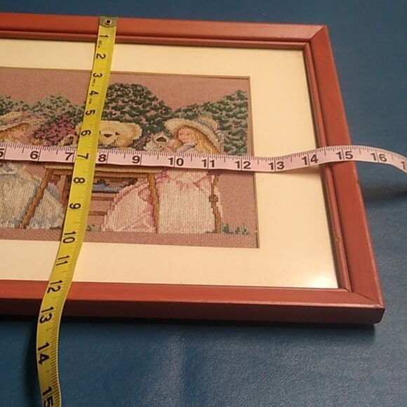 Framed Cross-Stitch Art with Brown Frame - Picture 4 of 4